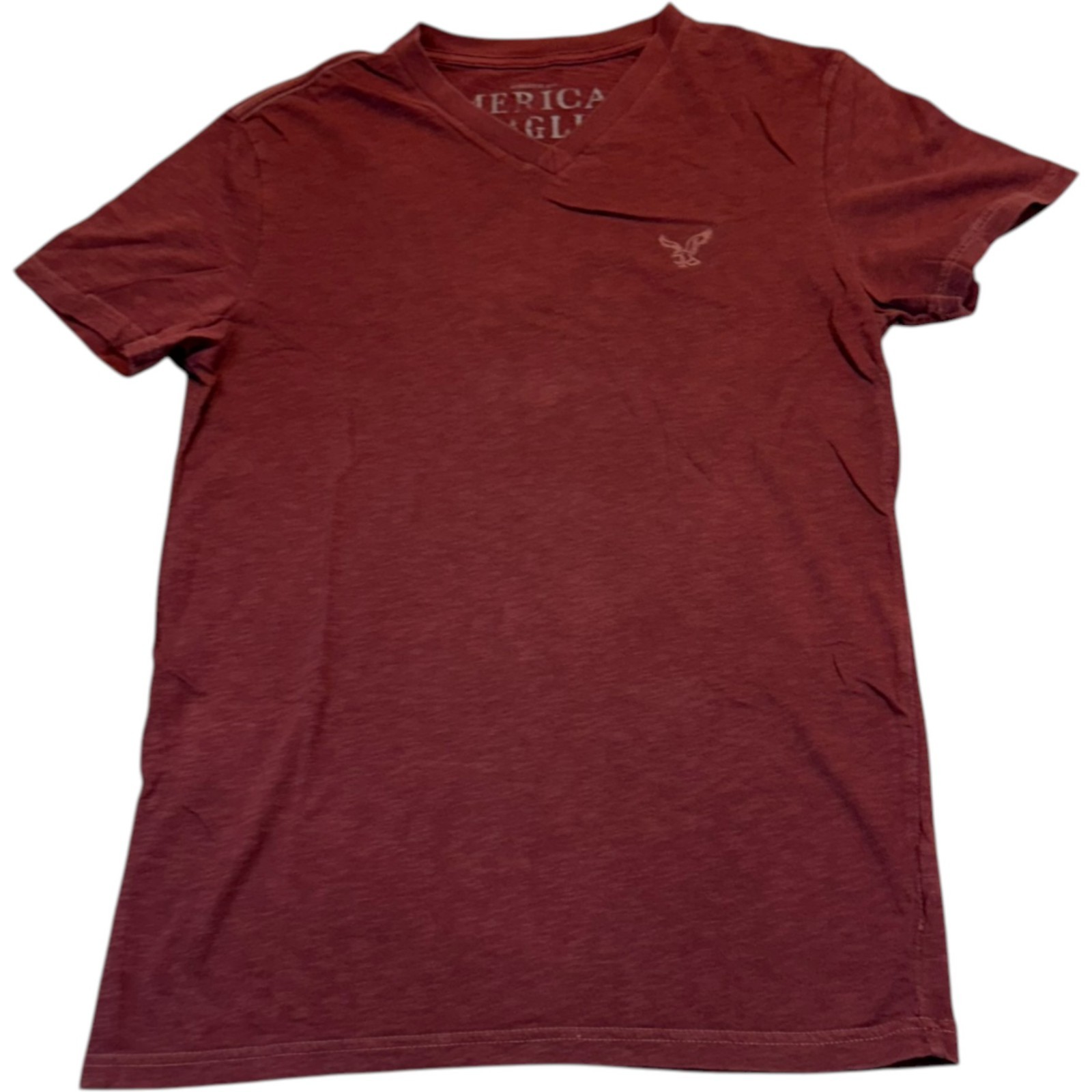 American Eagle Outfitters Men's Size XS/P Red V-Neck Plain Shirt 100% Cotton gallery