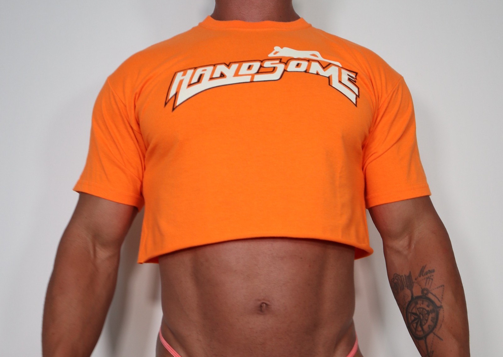 ORANGE "HANDSOME" CROPPED MEN'S T-SHIRT SIZE L gallery