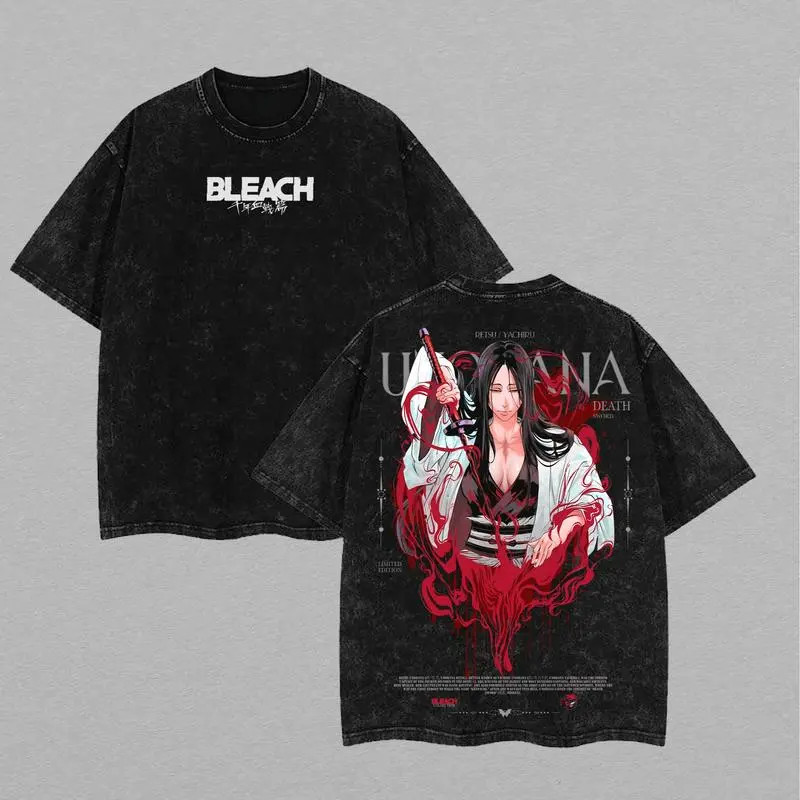 Unohana Bleach Vintage Tee – Washed Oversize Unisex couple T-shirts Anime Shirt gallery