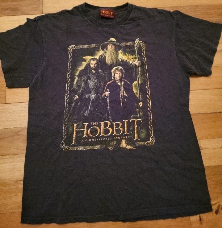 The Hobbit Shirt Mens Black Movie Promo Unexpected Journey Bilbo Gandalf SZ L 🔥 gallery