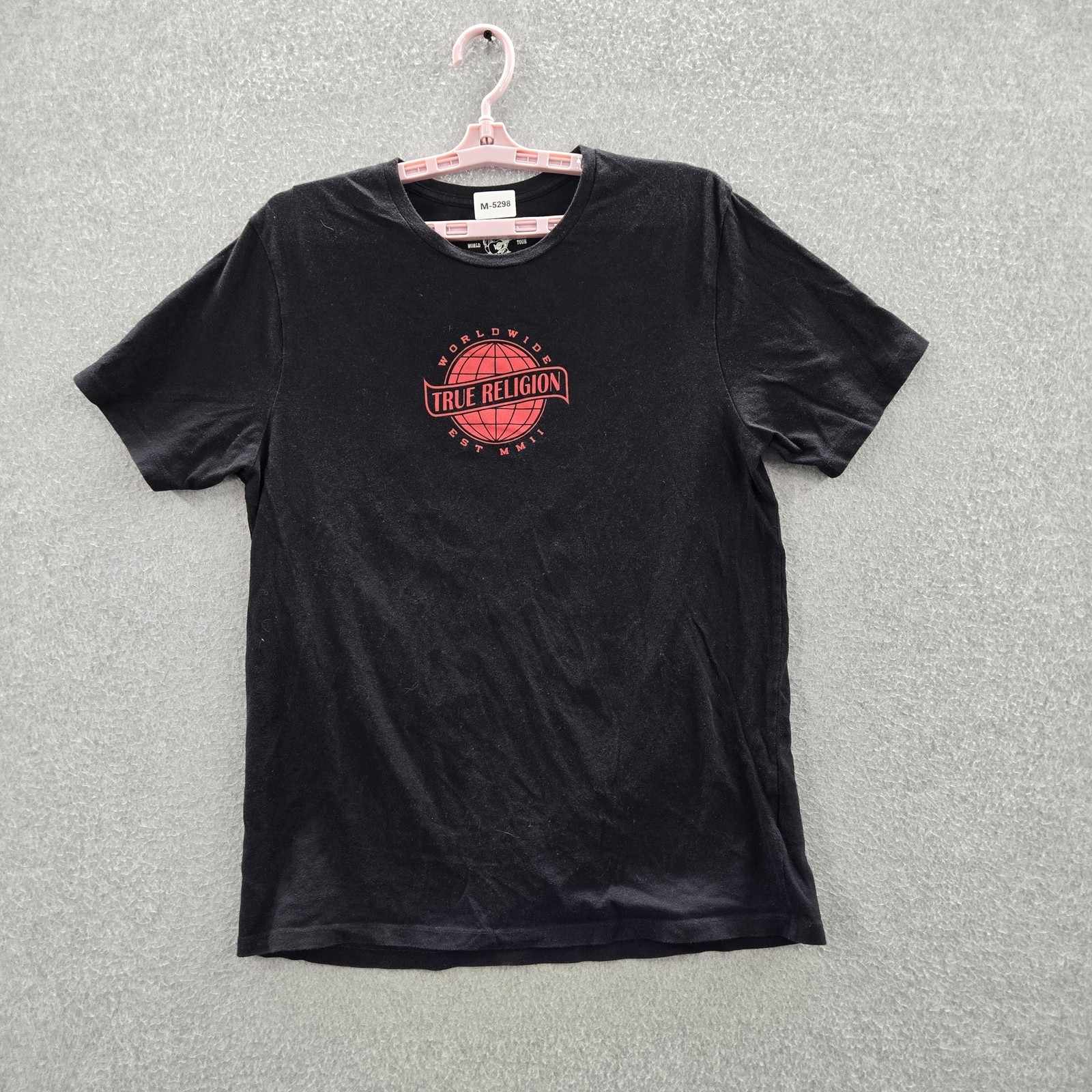 True Religion Men Shirt M Black Graphic Print Fall Winter Music Tour Logo gallery