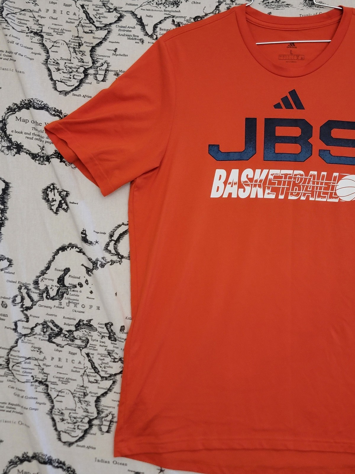 Adidas JBS Basketball T-Shirt Men's Size L Orange Recycled Polyester gallery