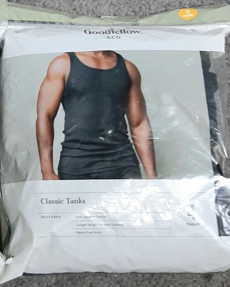 Sleeveless Tanks Men's S 34-36 Classic Black '4 Pack' Goodfellow Soft Stretch gallery