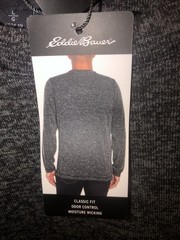 Eddie Bauer Long Sleeve Pocket Tee Textured Heather Gray Fabric Size Large NWT