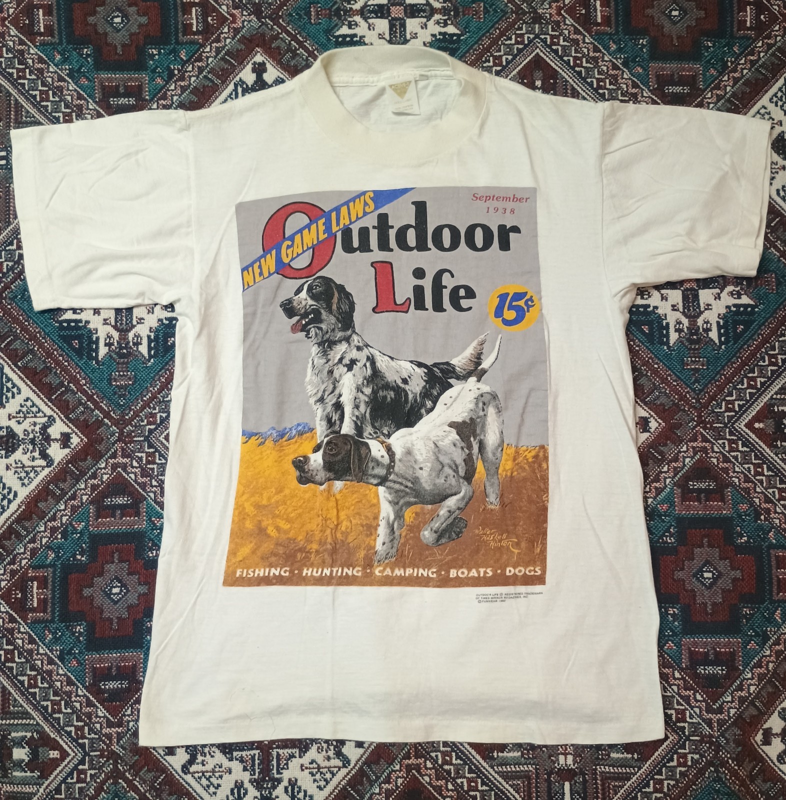 Vintage 90s Outdoor Life Hunting Dogs T-Shirt Small Bird Dogs Single Stitch