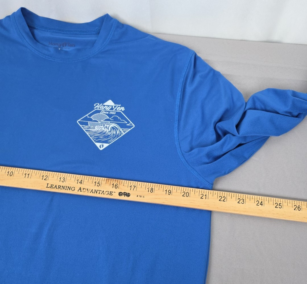HANG TEN Mens Blue L/S Sun Tee Small Quick Dry UPF 50+ Beach Swim Surf Ocean gallery
