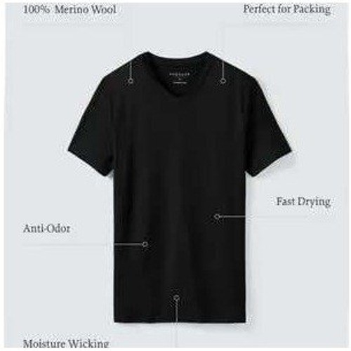 Unbound Merino Wool Men's Black V-Neck Short Sleeve T-Shirt Size L gallery