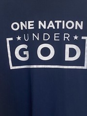 Gildan T-Shirt One Nation Under God Flag Christian Navy Blue Cross USA Size XL