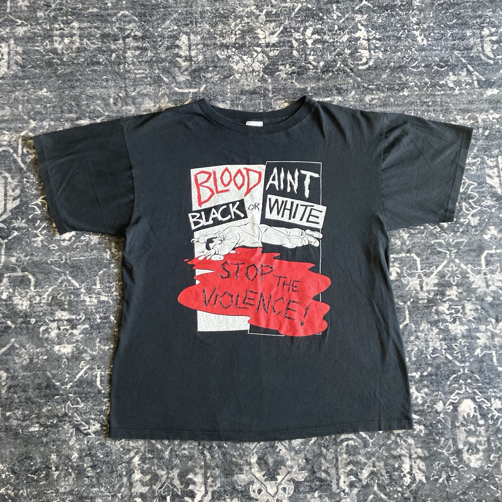 Vintage 90s “Stop The Violence” Shirt Social Awareness USA Black Size XL