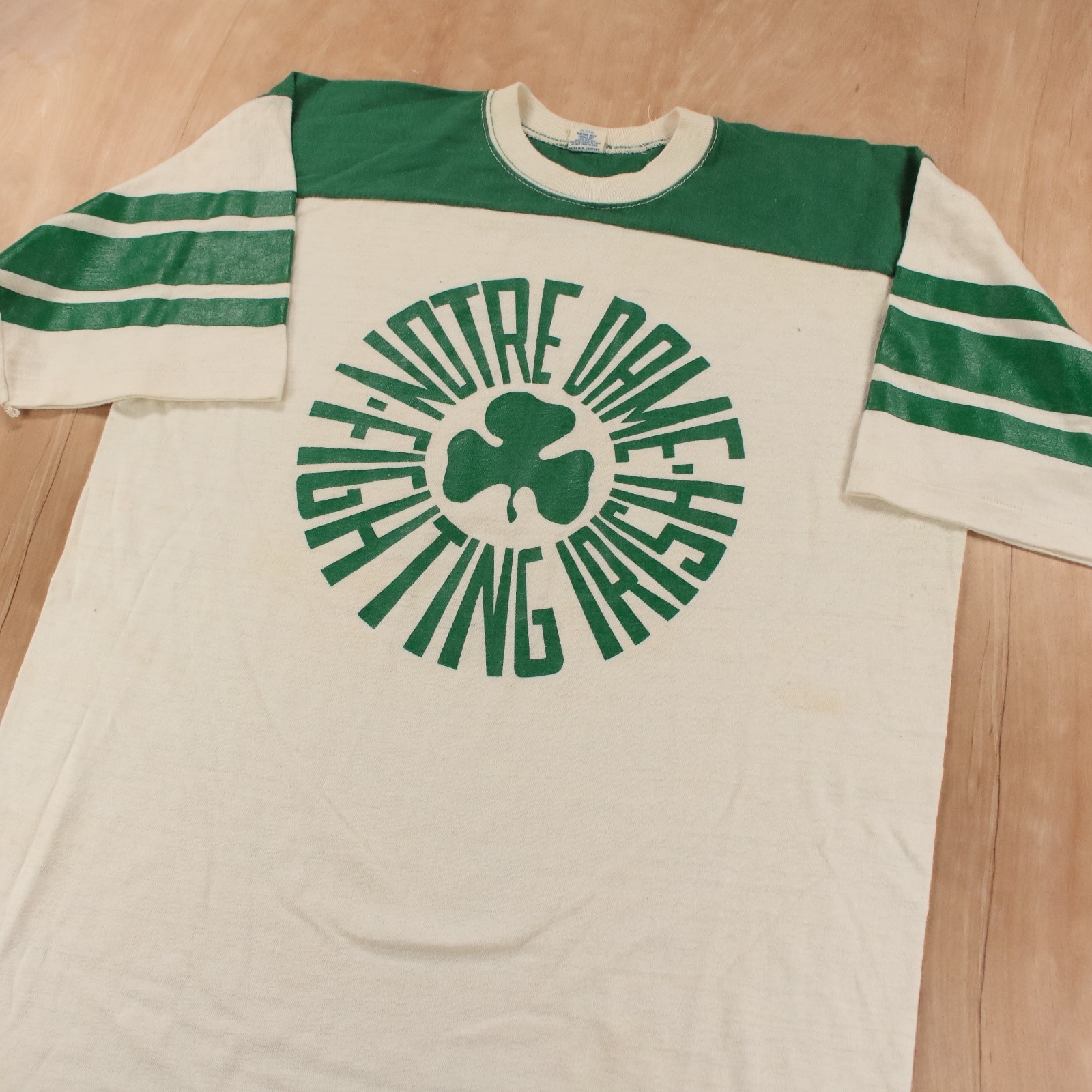 true vtg 60s 70s ARTEX Notre Dame Fighting Irish jersey t-shirt t-shirt XL tag gallery