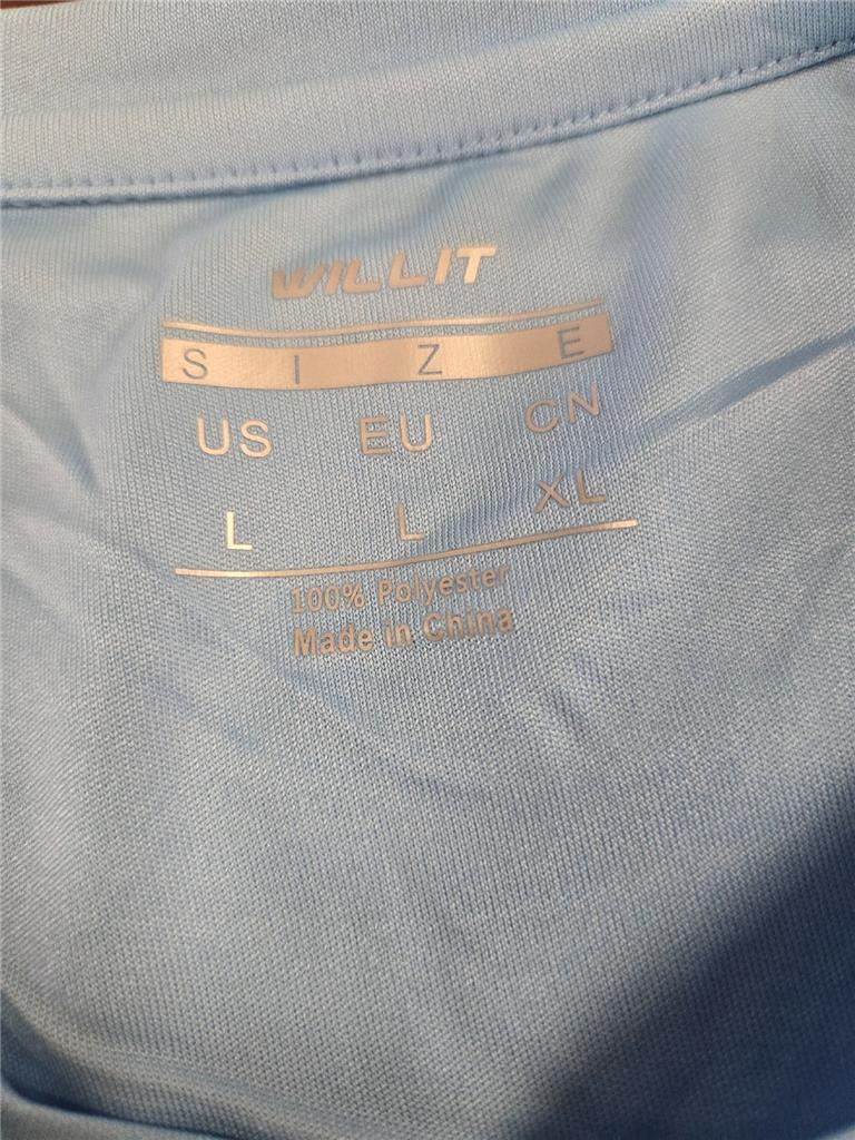 = Willit Men UPF 50+ Fishing Shirt Short Sleeve Light Blue Polyester NEW gallery