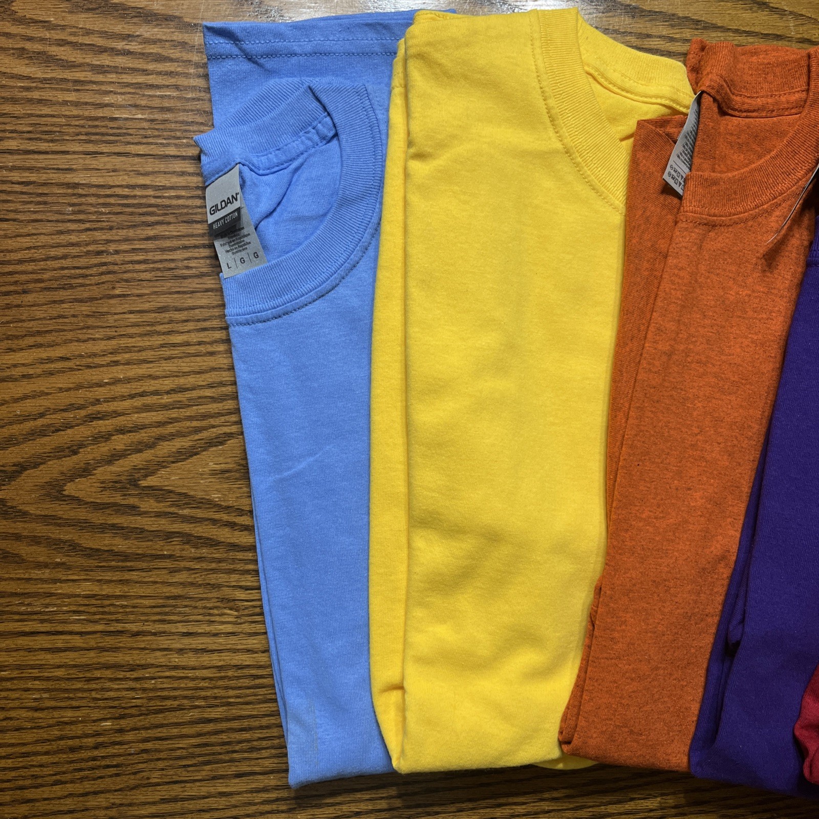Gilden Heavy Cotton T-shirts Multicolors Size Large No Pocket Set Of Five gallery