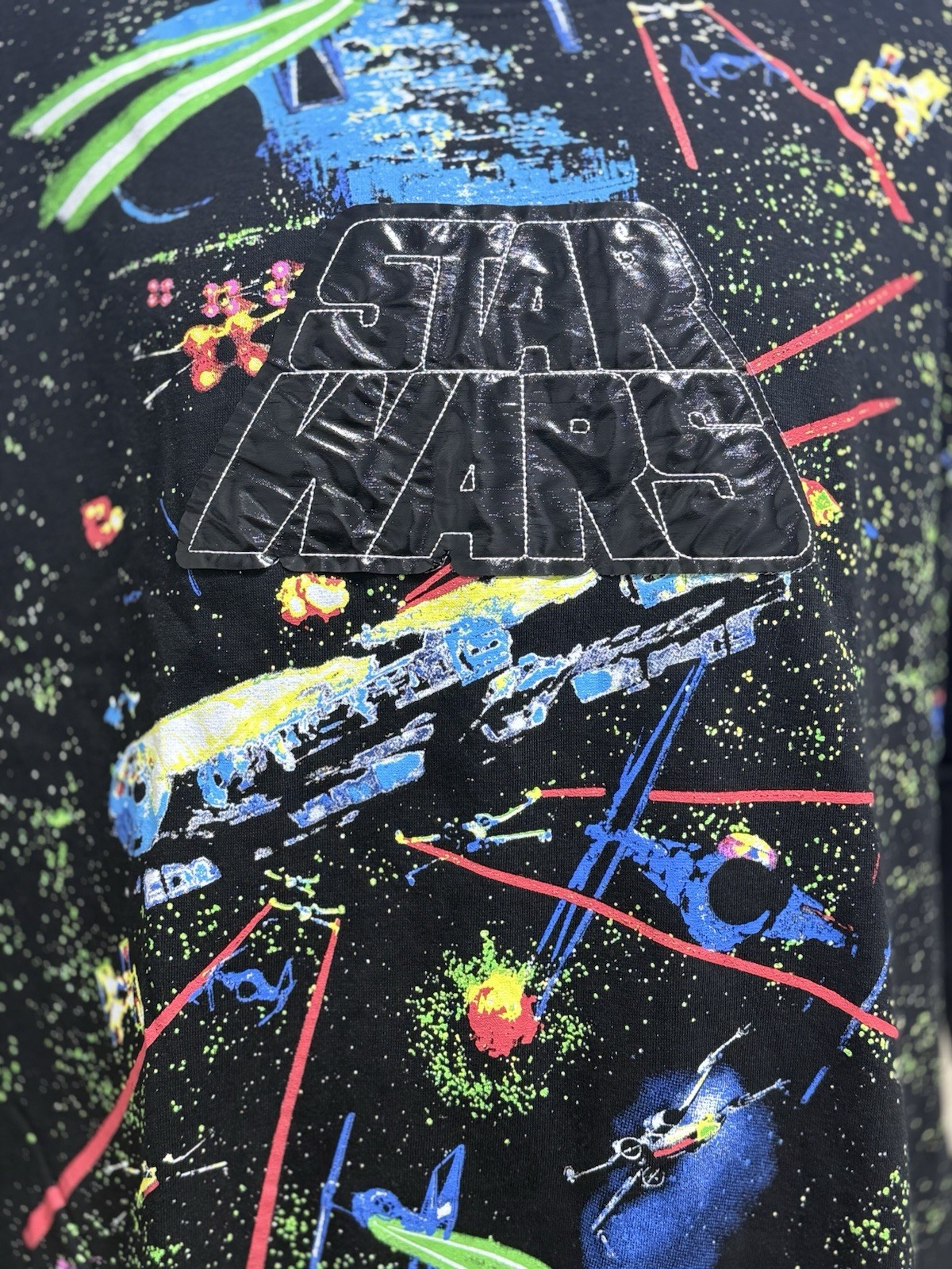 Lucas Film Star Wars Death Star Attack Sweatshirt XXL Paint Splatter Darth Luke gallery