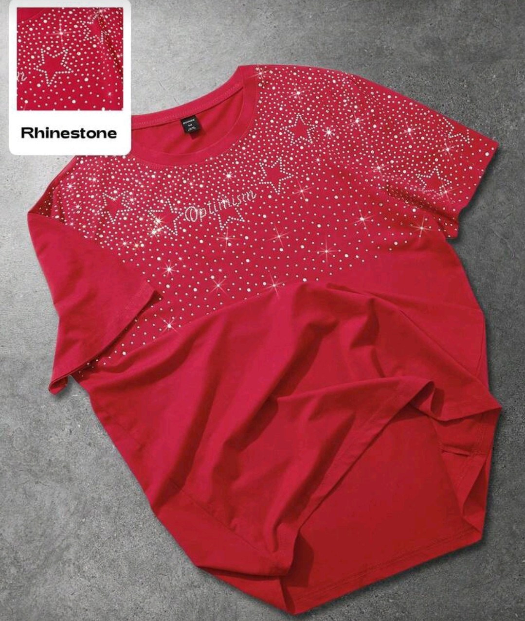 New Men Luxury Diamond Stars Rhinestones Fashion Red T-Shirt High Quality gallery