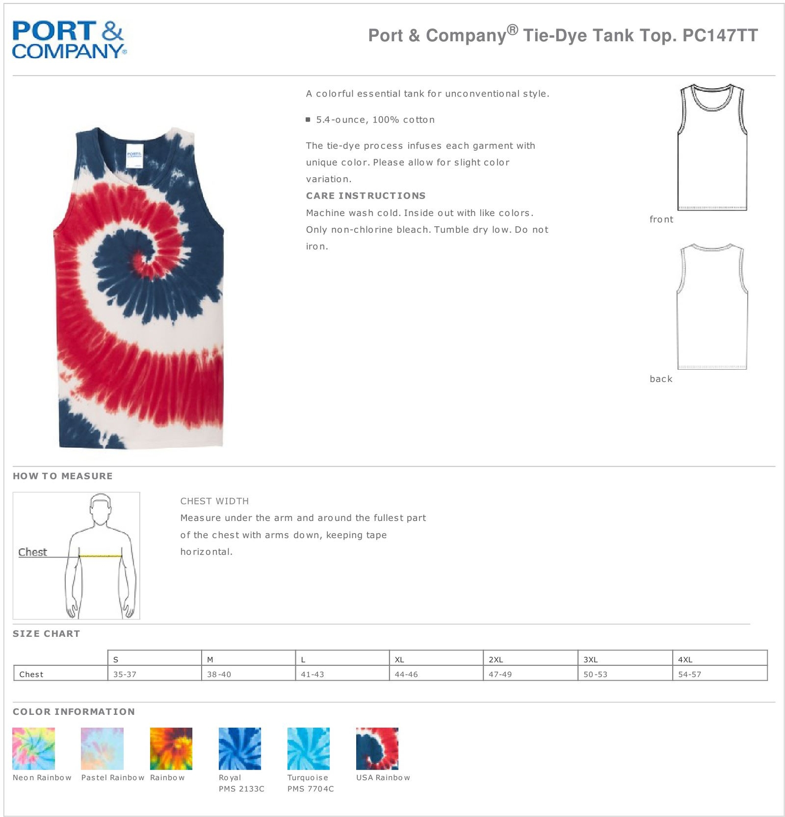 Port & Company Mens Sleeveless Tie-Dye 100% Cotton Round Neck Tank Top PC147TT gallery