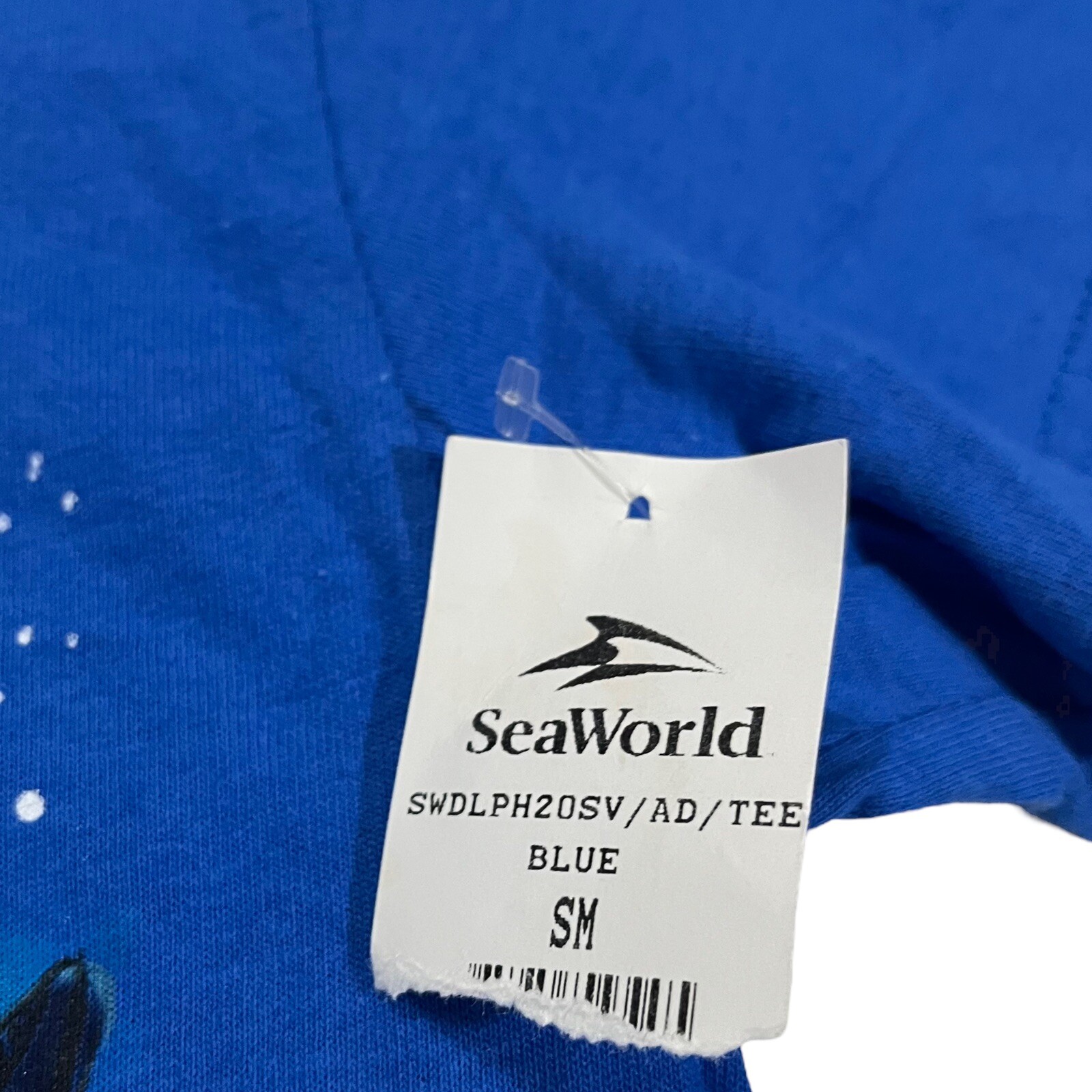 Sea World Adult Blue Big Dolphin Graphic Print T-Shirt Sz Sm 100% Cotton NWT gallery