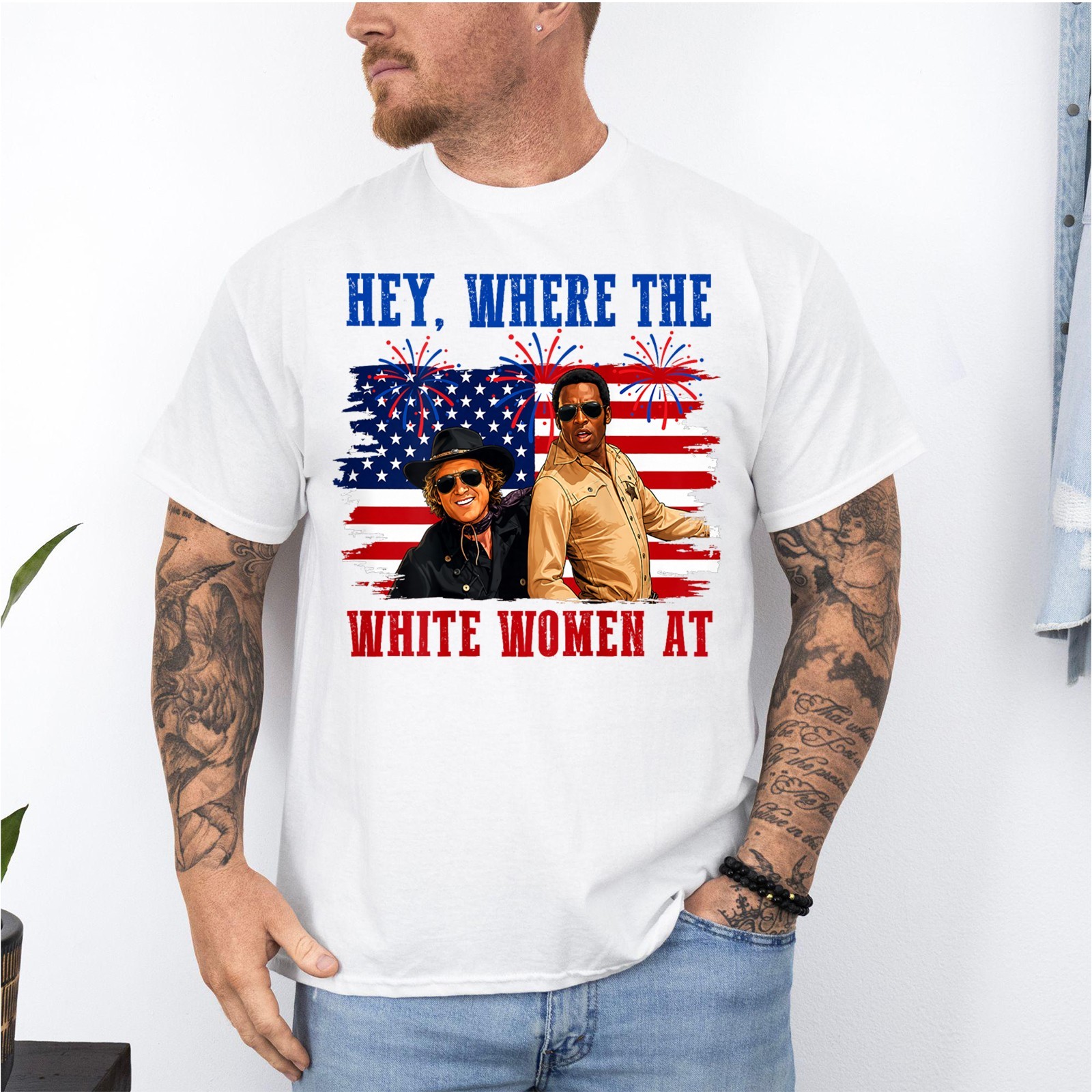 Hey Where The White Women At T-Shirt, Funny 4th Of July Independence Day T-Shirt gallery