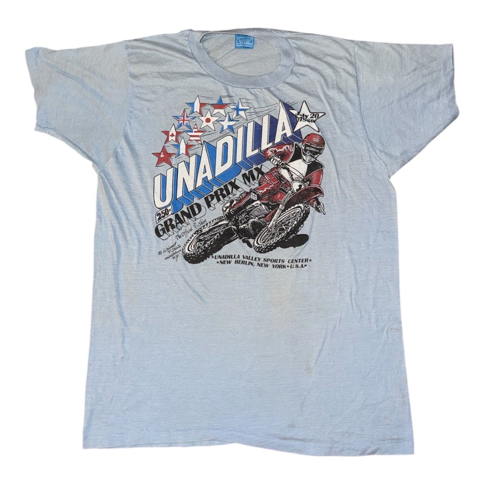 Vintage Unadilla Motocross T-Shirt Mens S Blue 1980 Grand Prix Dirt Bike Racing gallery