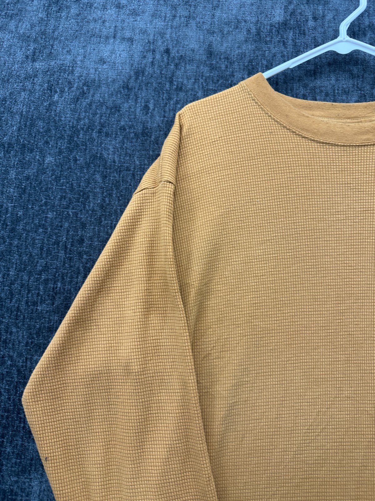 R+L Luxury Thermal Shirt Mens XL Beige Heavyweight Waffle Knit Ribbed Cuffs gallery
