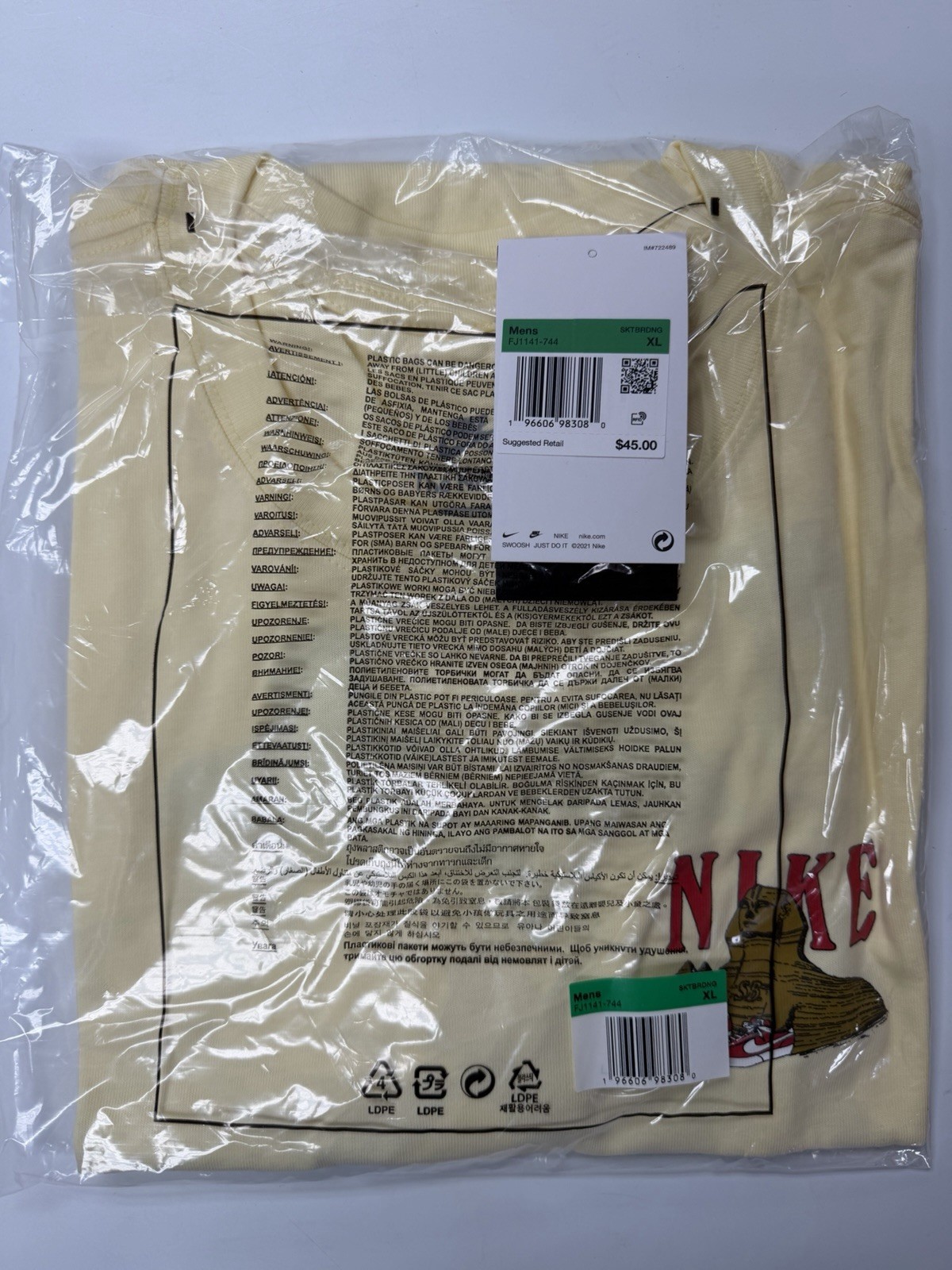 NEW Nike SB Men's T-Shirt Sphinx Bike Pale Vanilla Yellow XL FJ1141-744 NWT gallery