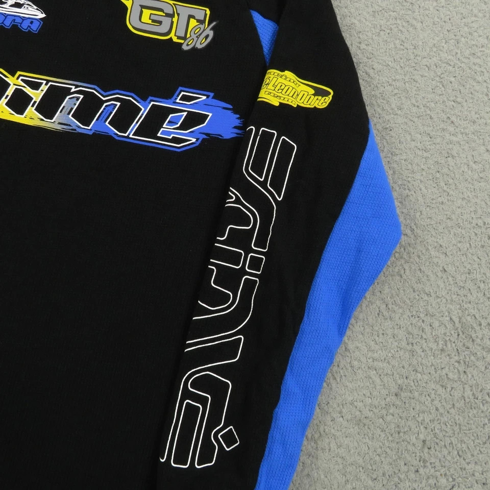 Aime Leon Dore Black Mesh Wave Runner Long Sleeve Logo Jersey Shirt SZ L Large gallery