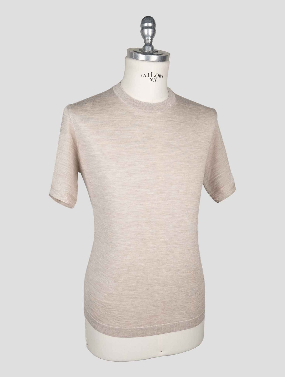 NEW ISAIA BEIGE WOOL SILK CASHMERE T-SHIRT EU 56 - US 46 - 2XL I147 gallery