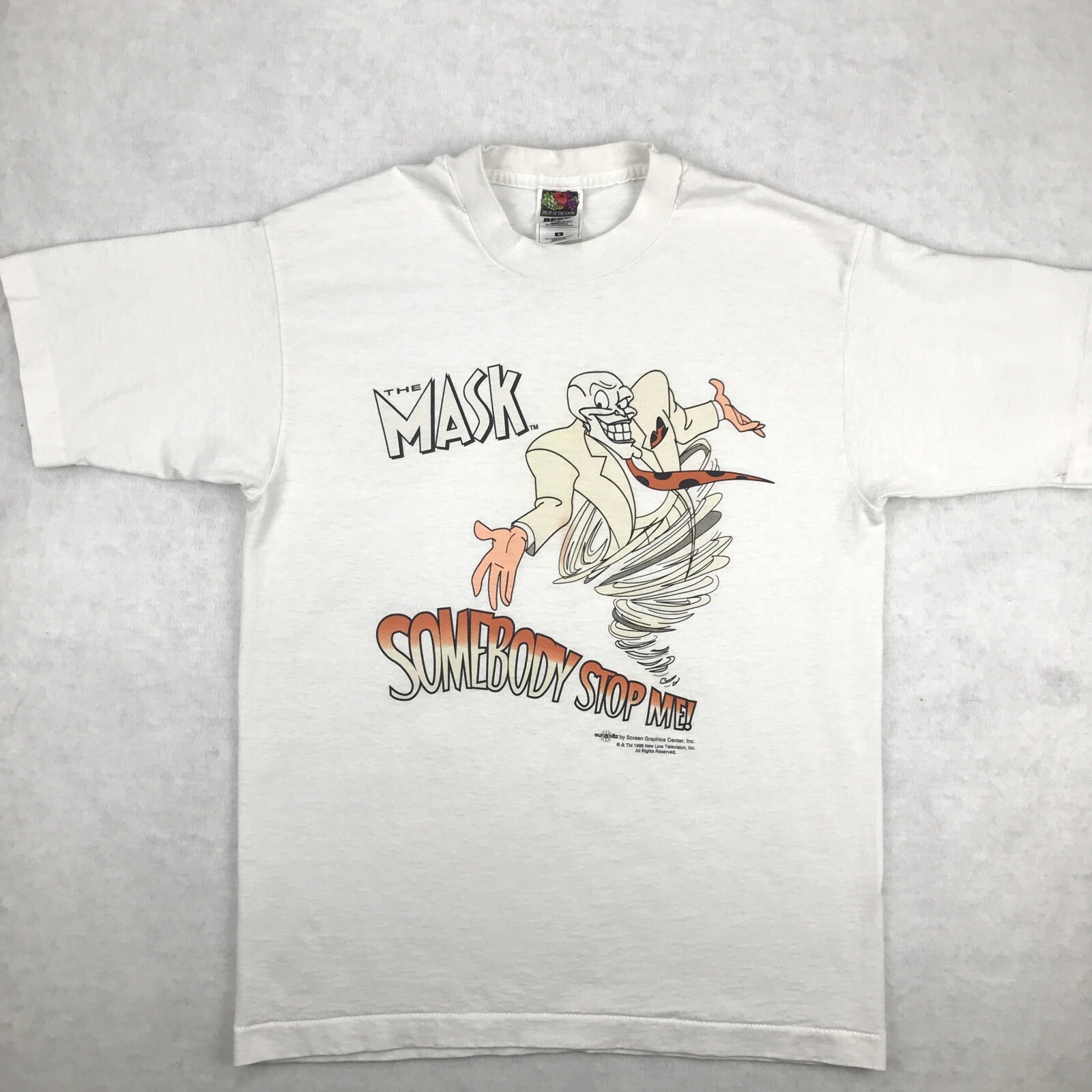 vtg 90s THE MASK SOMEBODY STOP ME! T-Shirt SMALL movie promo jim carrey cartoon gallery