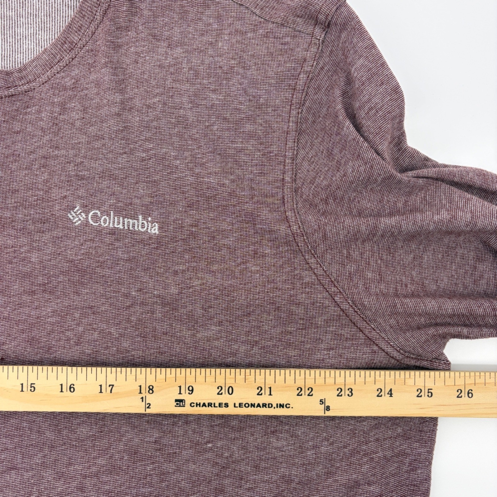 Columbia Mens XXL Long Sleeve Henley Shirt Maroon Heathered Layer Outdoor Red gallery