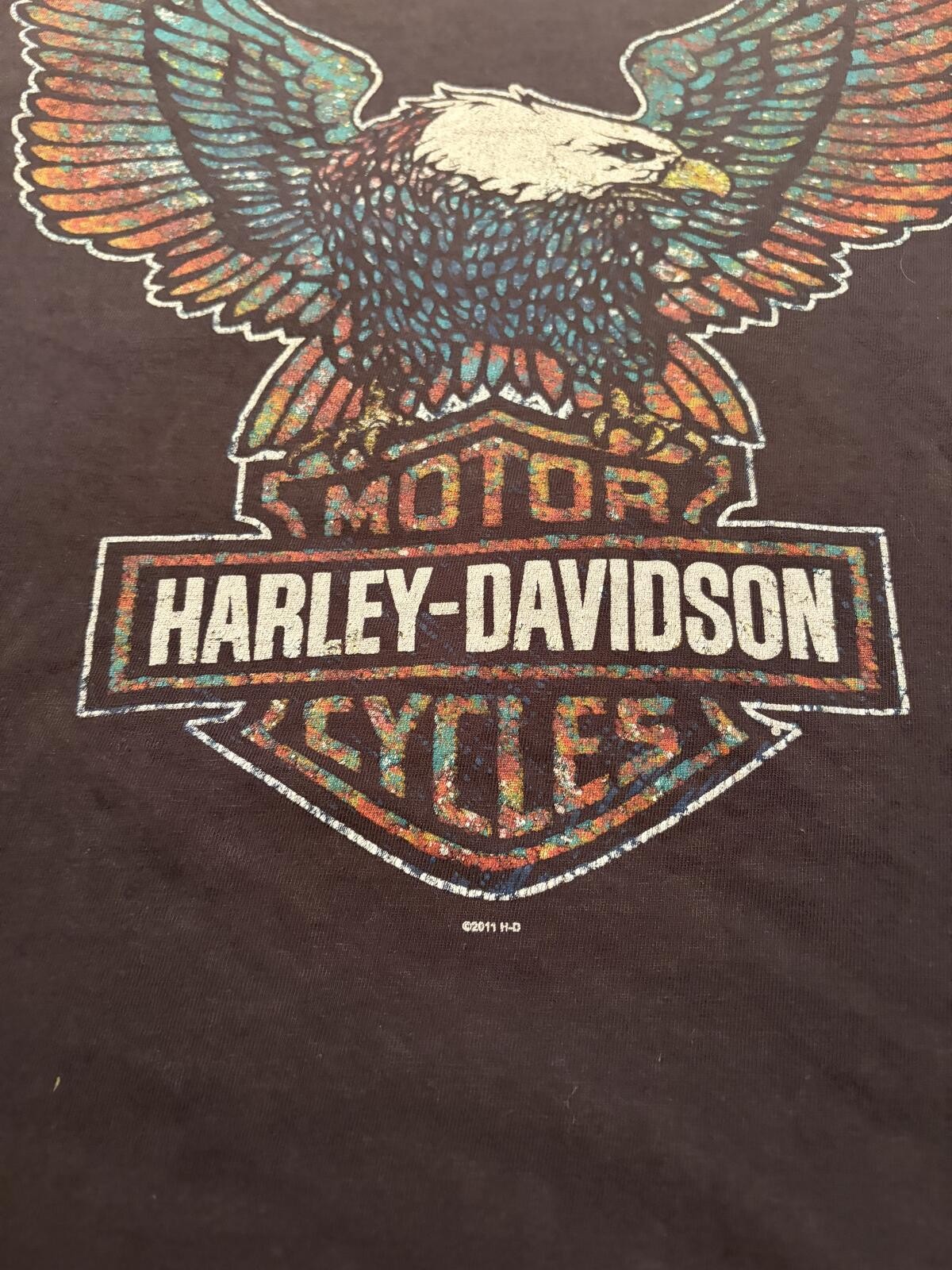 🦅 Vintage 90-00s holographic Harley-Davidson Eagle faded Graphic Tee gallery