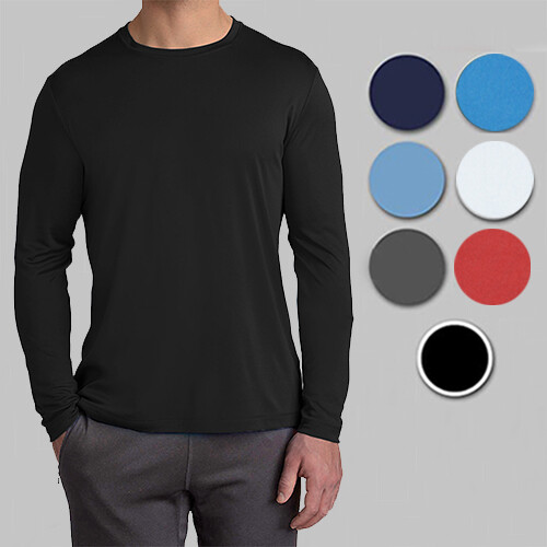 Mens Long Sleeve Crew Neck Performance Tees Layer Lounge Gym Work Casual NEW gallery