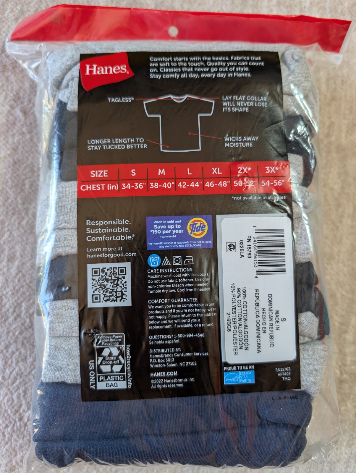 Hanes T-Shirt 6-Pack Men's ComfortSoft TAGLESS Crewneck Short Sleeve Tee Value gallery