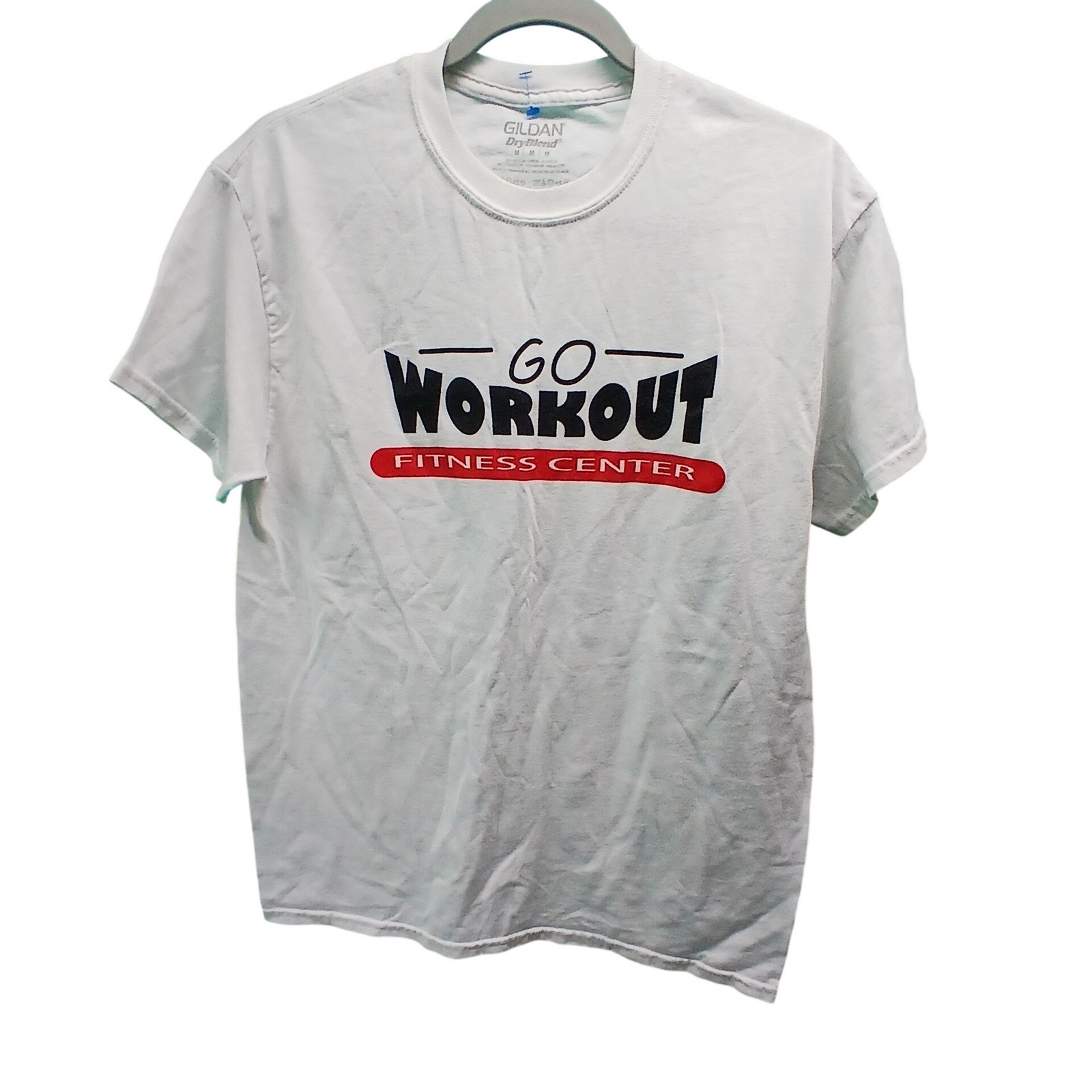 Gildan Graphic T-Shirt Medium White Go Workout Fitness Center Gym Athletic Tee