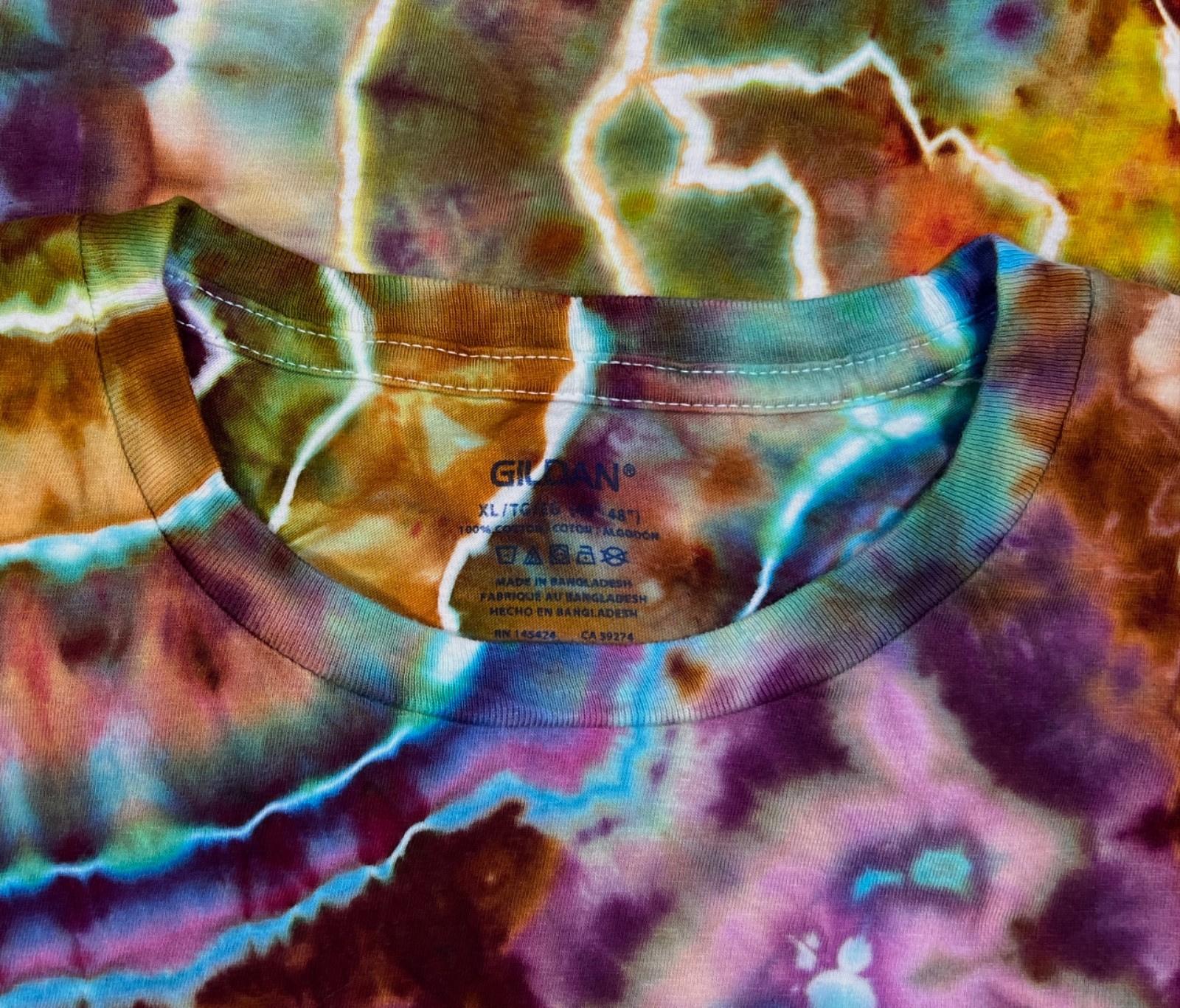 Handmade Ice Tie Dye T-Shirt XL Mens Womens Soft Cotton Blue Green Geode gallery
