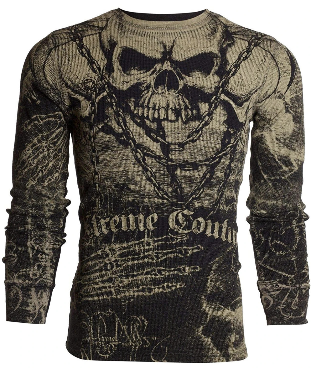 Xtreme Couture AFFLICTION Men's Long Sleeve T-Shirt KILLER Crewneck Skull Tattoo gallery