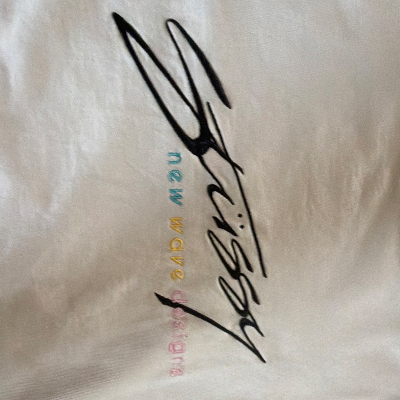 Stussy Men's Beige Graphic Logo Crew Neck Long Sleeve Cotton Knit Tee L gallery