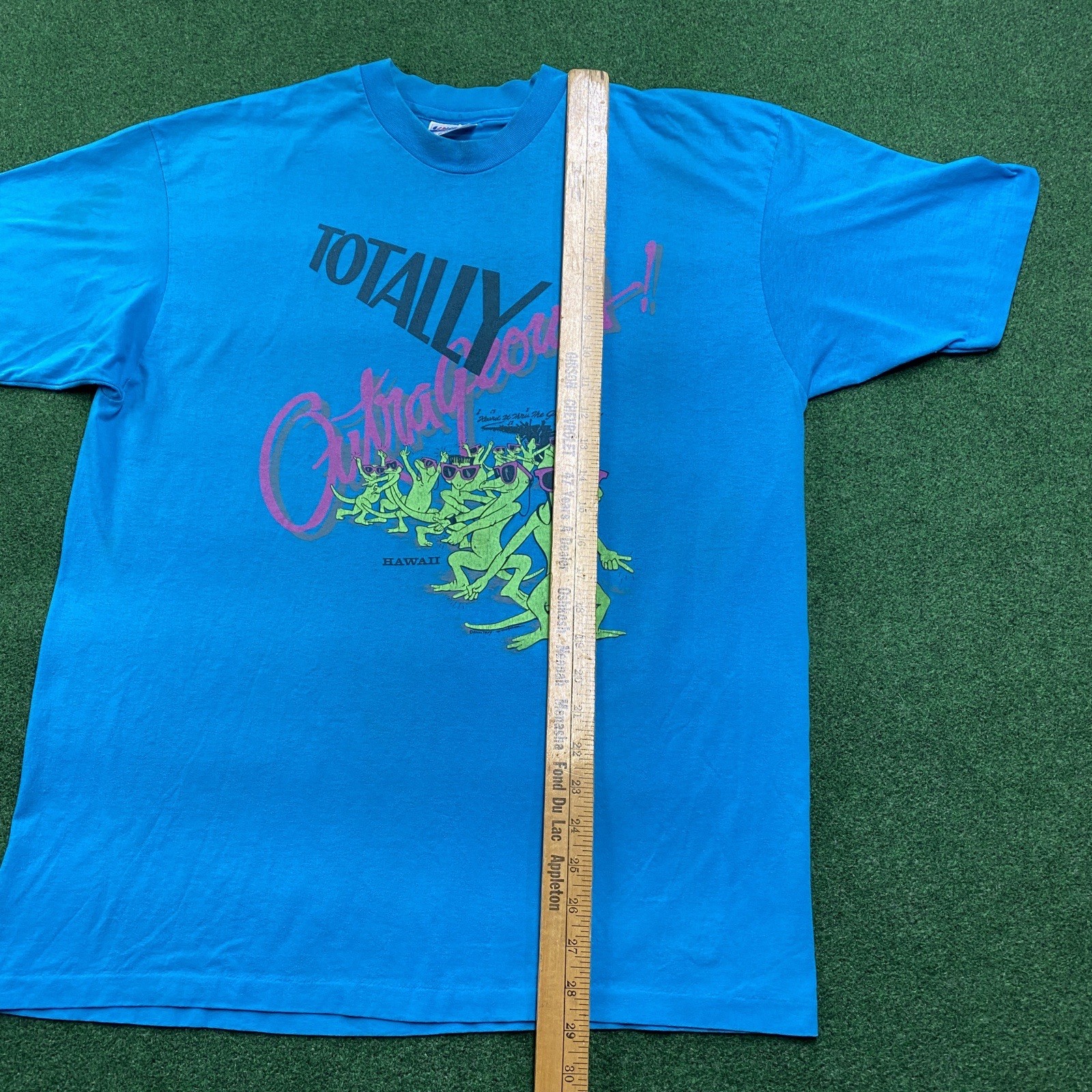 Vintage Hawaii Totally Outrageous Shirt Mens XL Blue 80S 90S Lizards Tee USA gallery