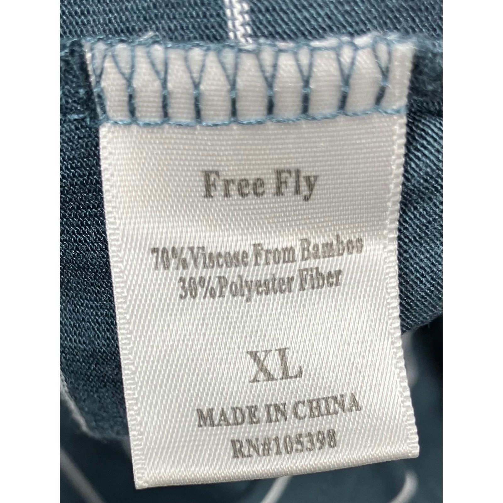 Free Fly Mens XL Bamboo Performance Striped Pocket T-Shirt Blue White Crew Neck gallery