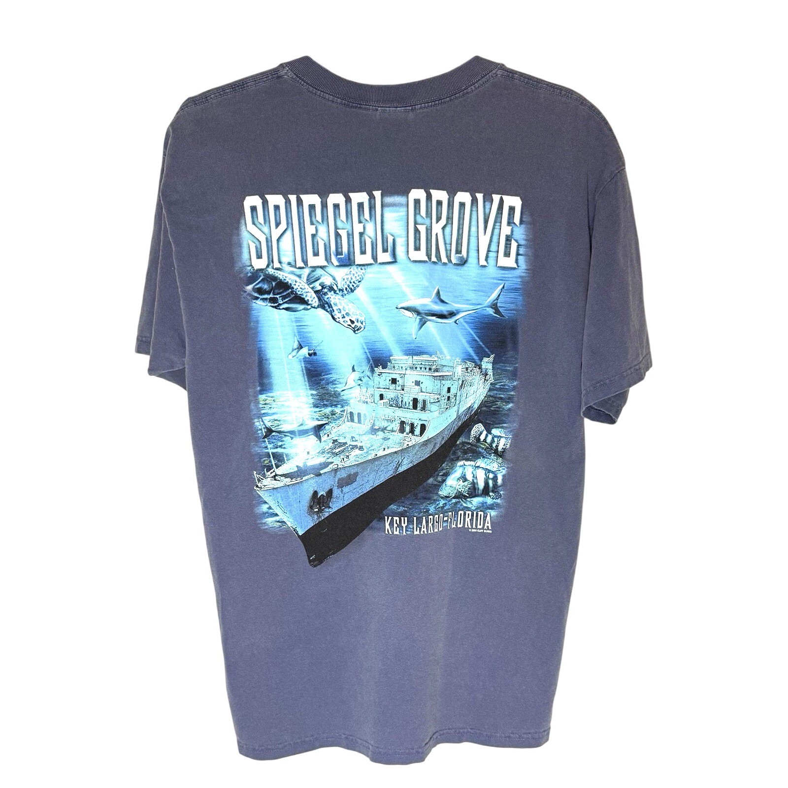 USS Spiegel Grove Graphic T-Shirt Key Largo Florida Vacation Ocean Divers Large