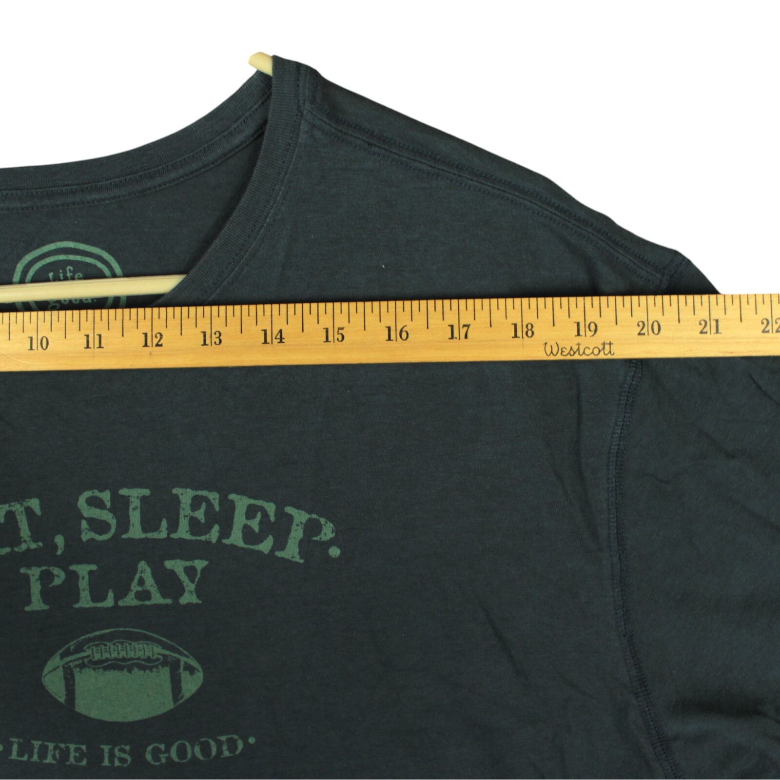 Life Is Good Sleep Semi-Fitted Tee Shirt Mens XL Tear EAT, SLEEP, PLAY FOOTBALL gallery