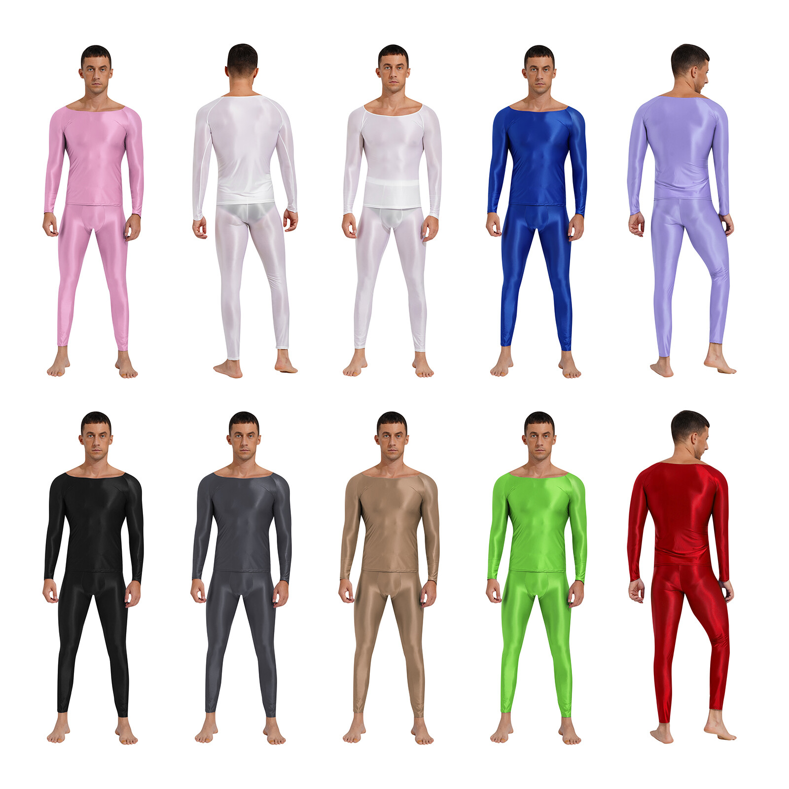 Mens T-shirt Glossy Sportswear Breathable Tracksuit With Pants Sets Bodycon gallery