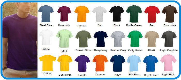 FRUIT OF THE LOOM 5/10 PACK PLAIN RANDOM MIXED COLOURS T-SHIRTS UNISEX BARGAIN! gallery