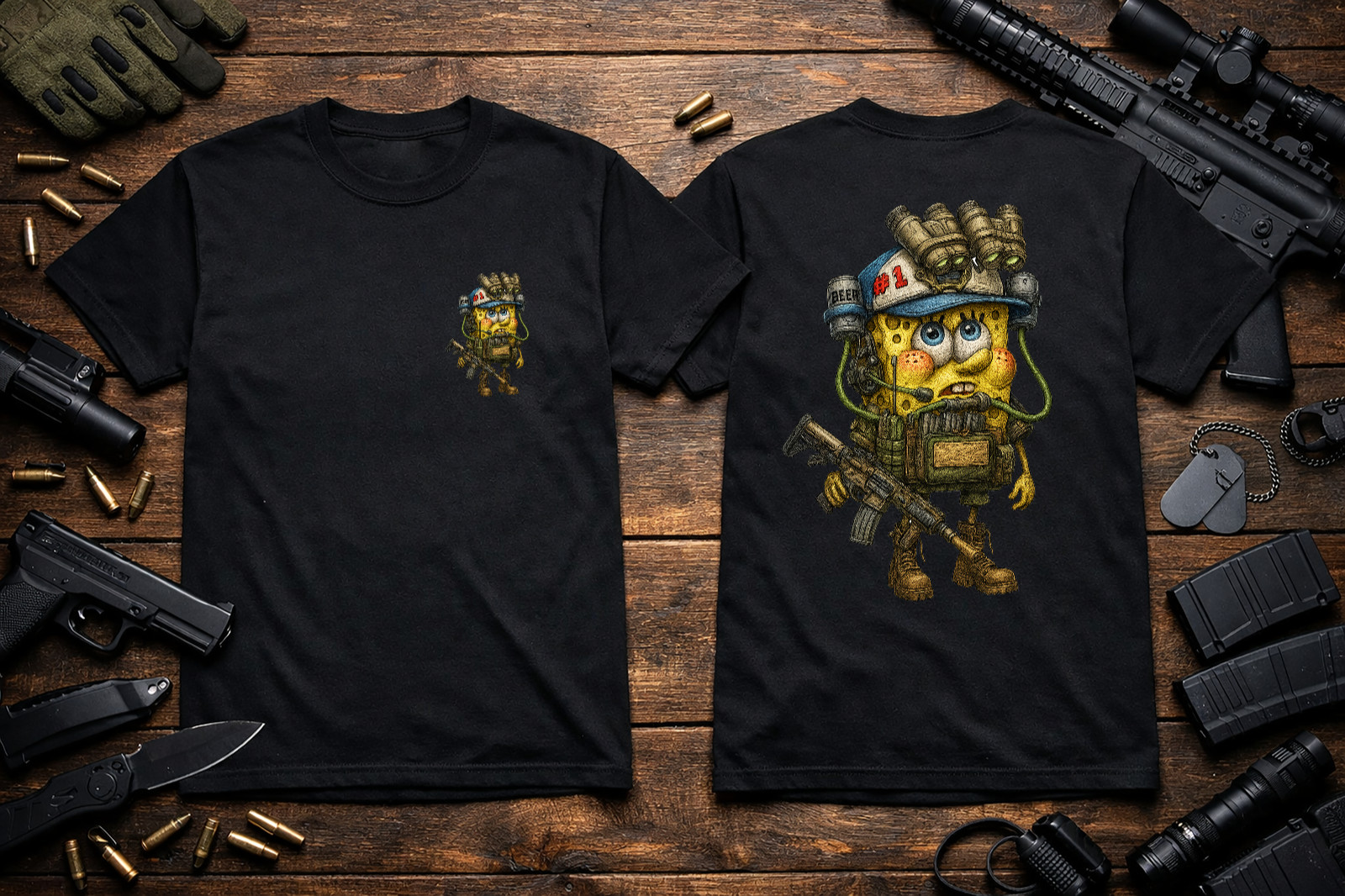 SpongeBob SquarePants Military Ops – T-Shirt Heavyweight Small thru 5XL