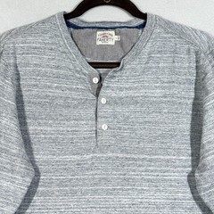 Faherty Shirt Mens Large Henley Button Long Sleeve Grey Spacedye Coastal Preppy