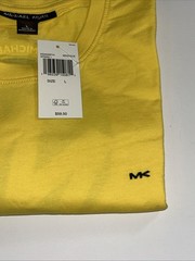 Michael Kors Meringue Yellow Black Logo Shirt – Size L – NEW!