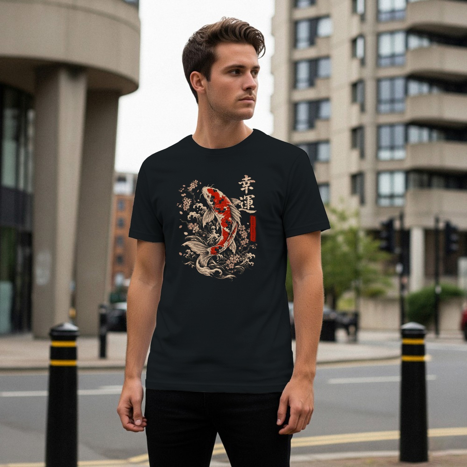 Good Fortune Koi Fish Japanese Art Men's T-shirt gallery