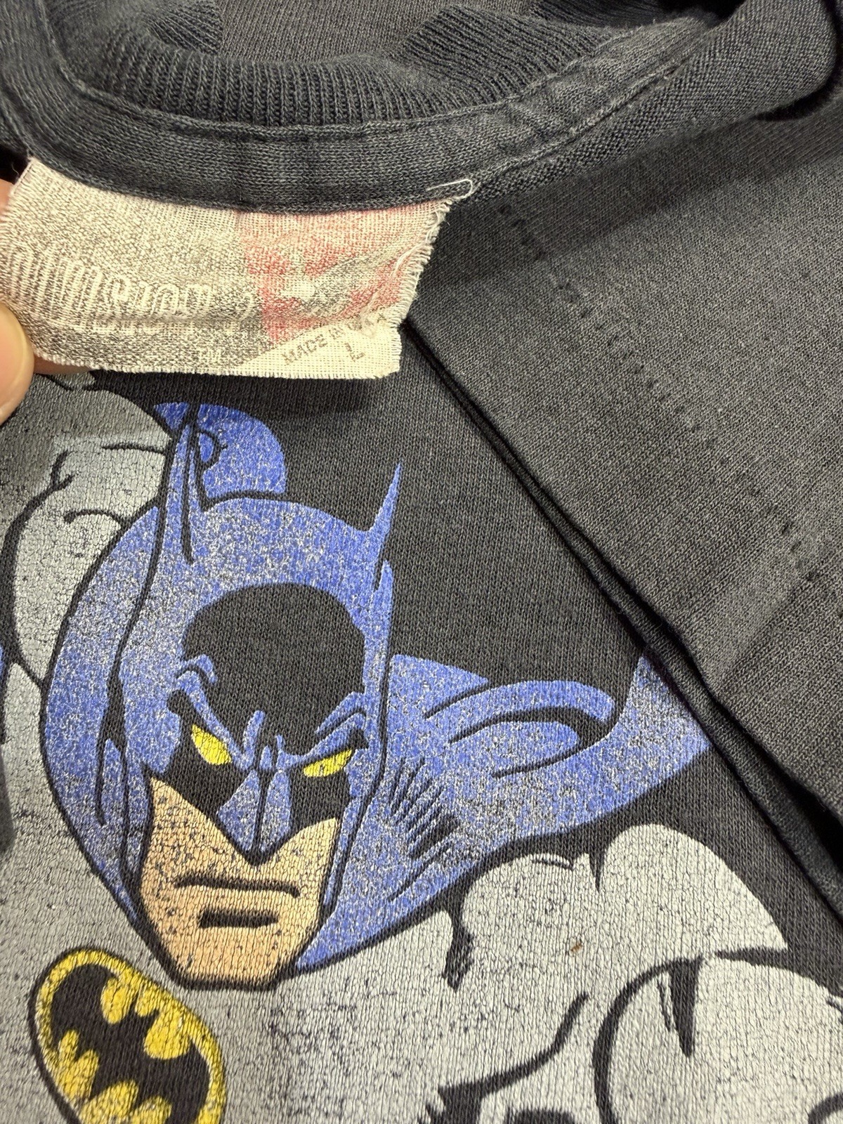 Vtg 80s Batman New York City Graphic Print Black Men's L Crew T-Shirt gallery
