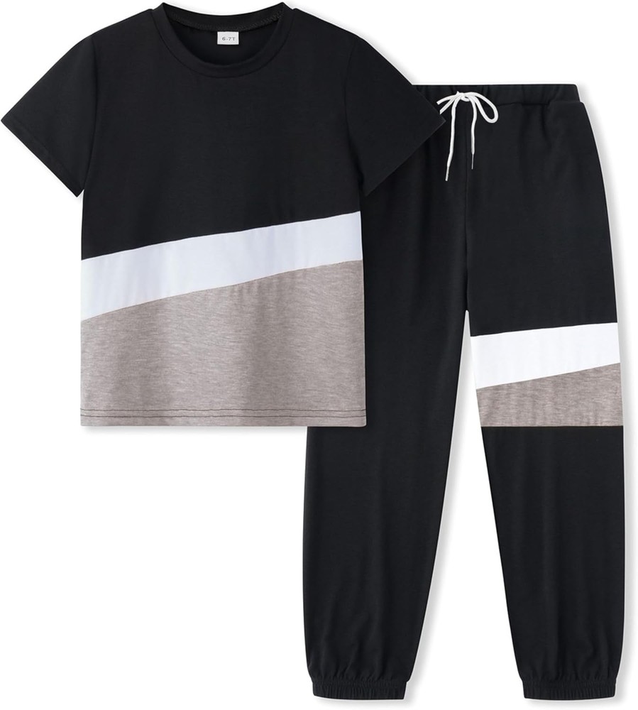 Boys Clothes Size 4-13 Years Short Sleeve T-Shirt & Pants 2-Piece Set Casual Boy