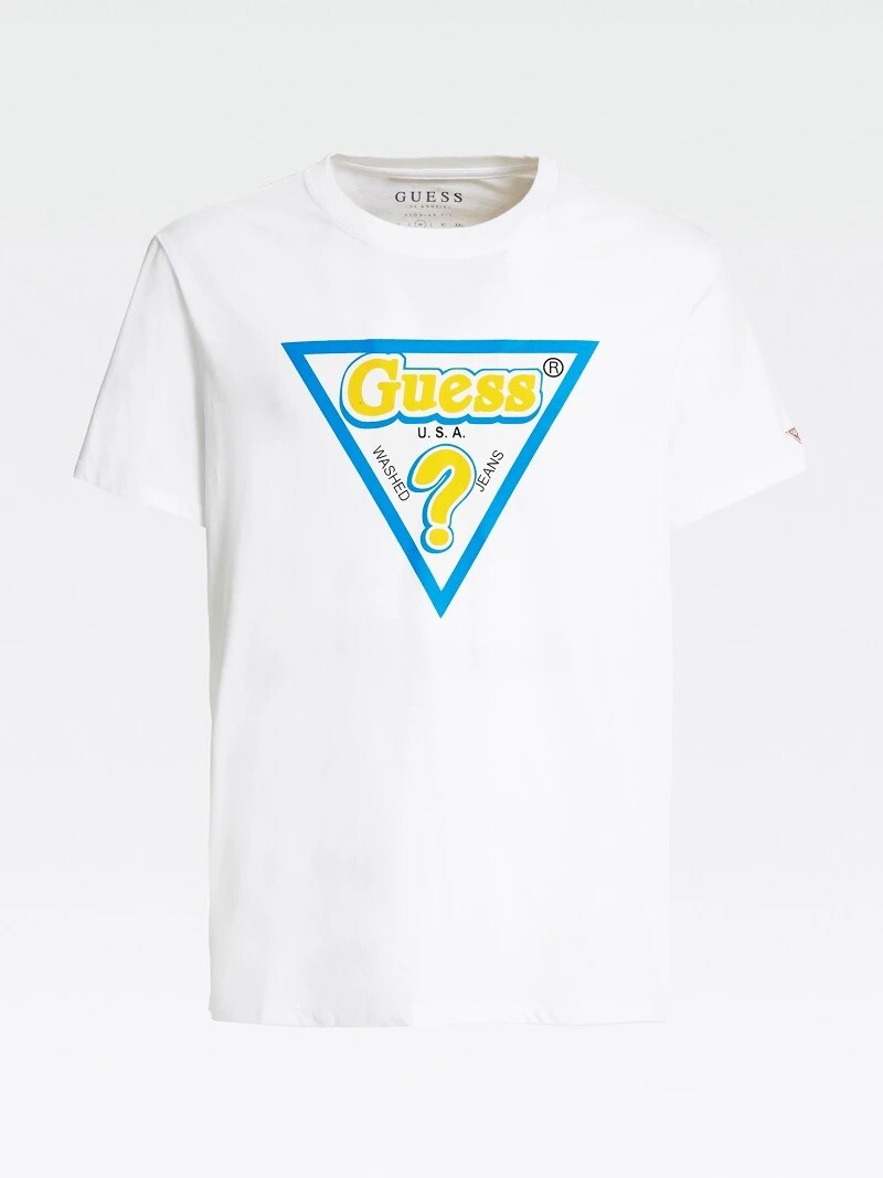 NWT GUESS Sticky/Sticker Triangle Logo Tee T-Shirt Men White Medium M0YI91I3Z00 gallery