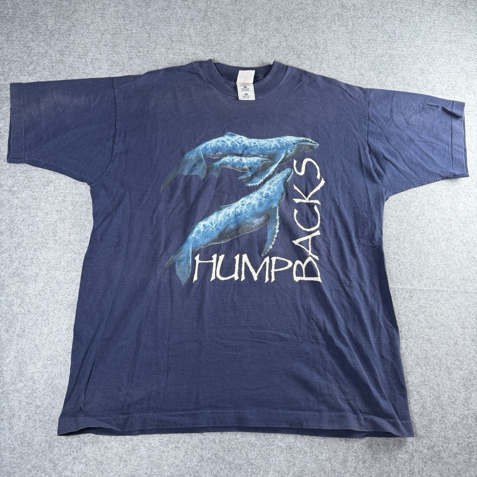 Vintage 90s Humpbacks Whale Ocean T-shirt Dark Navy Blue XL Nature Tee Sea Life gallery