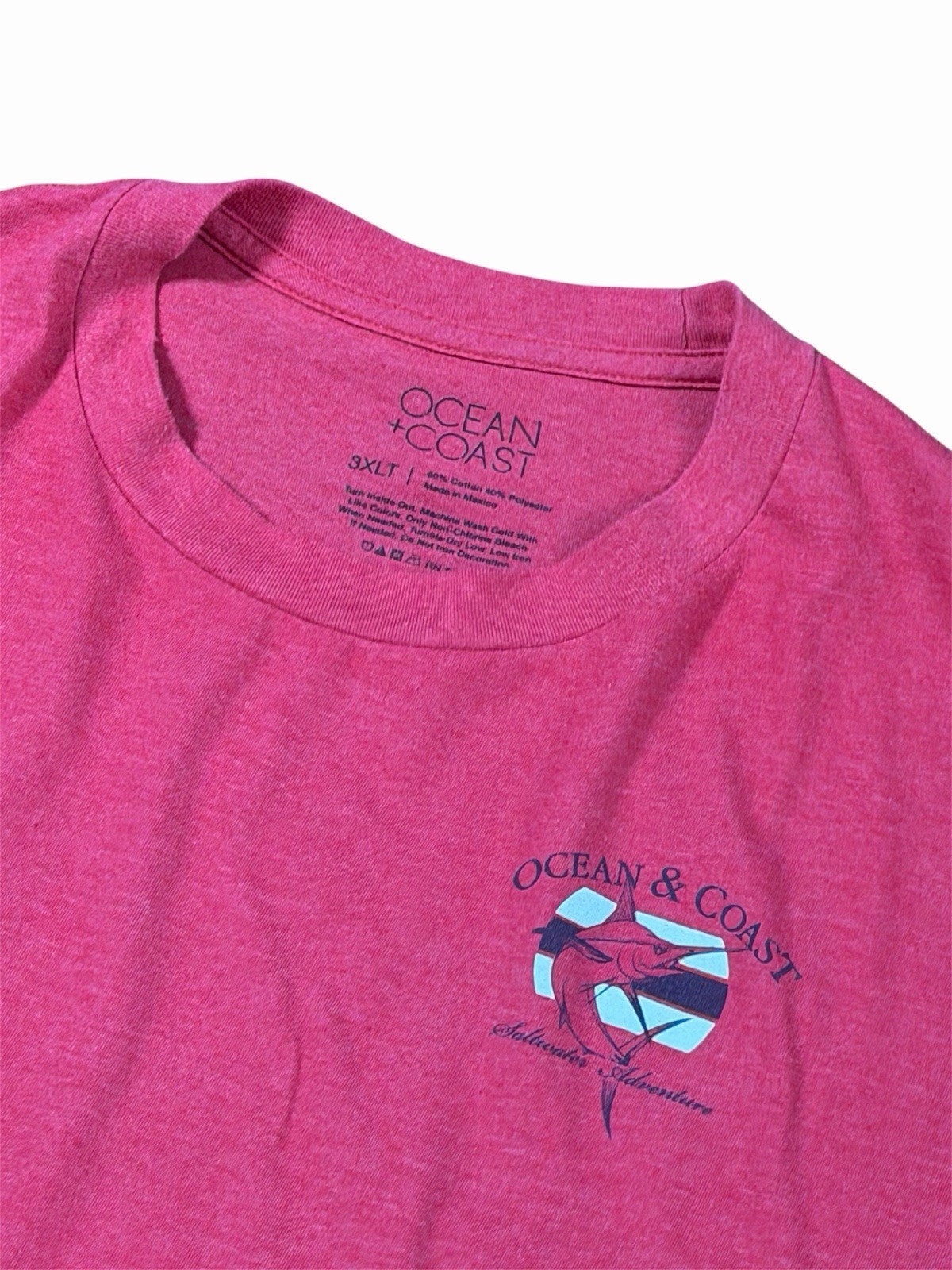 Ocean + Coast Saltwater Adventure Mens Swordfish Red T-shirt Size 3XLT